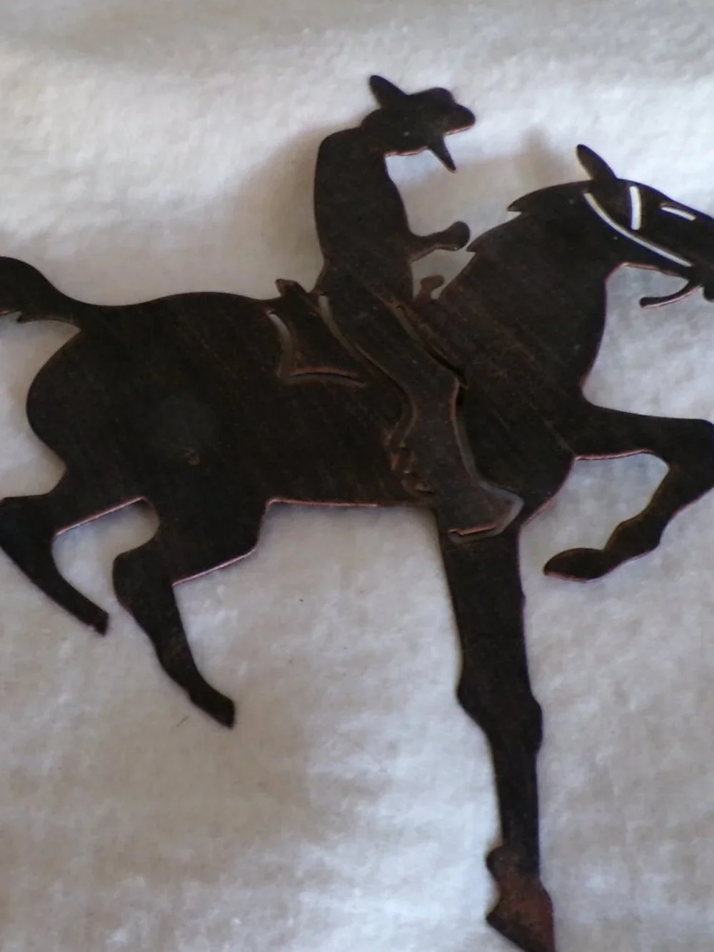 Cowboy Riding a Horse Silhouette Metal Cutout Wall Decor Western New